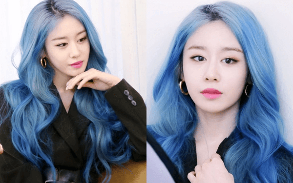 tóc xanh đen khói của jiyeon