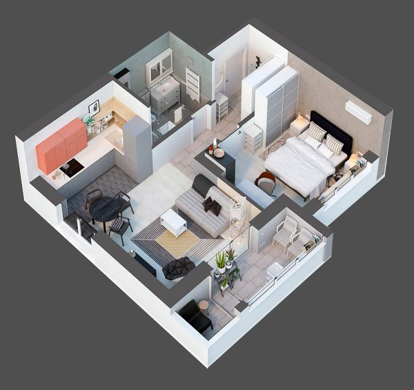 Bí quyết thiết kế nội thất chung cư 45m2 1 phòng ngủ tối ưu hóa không gian