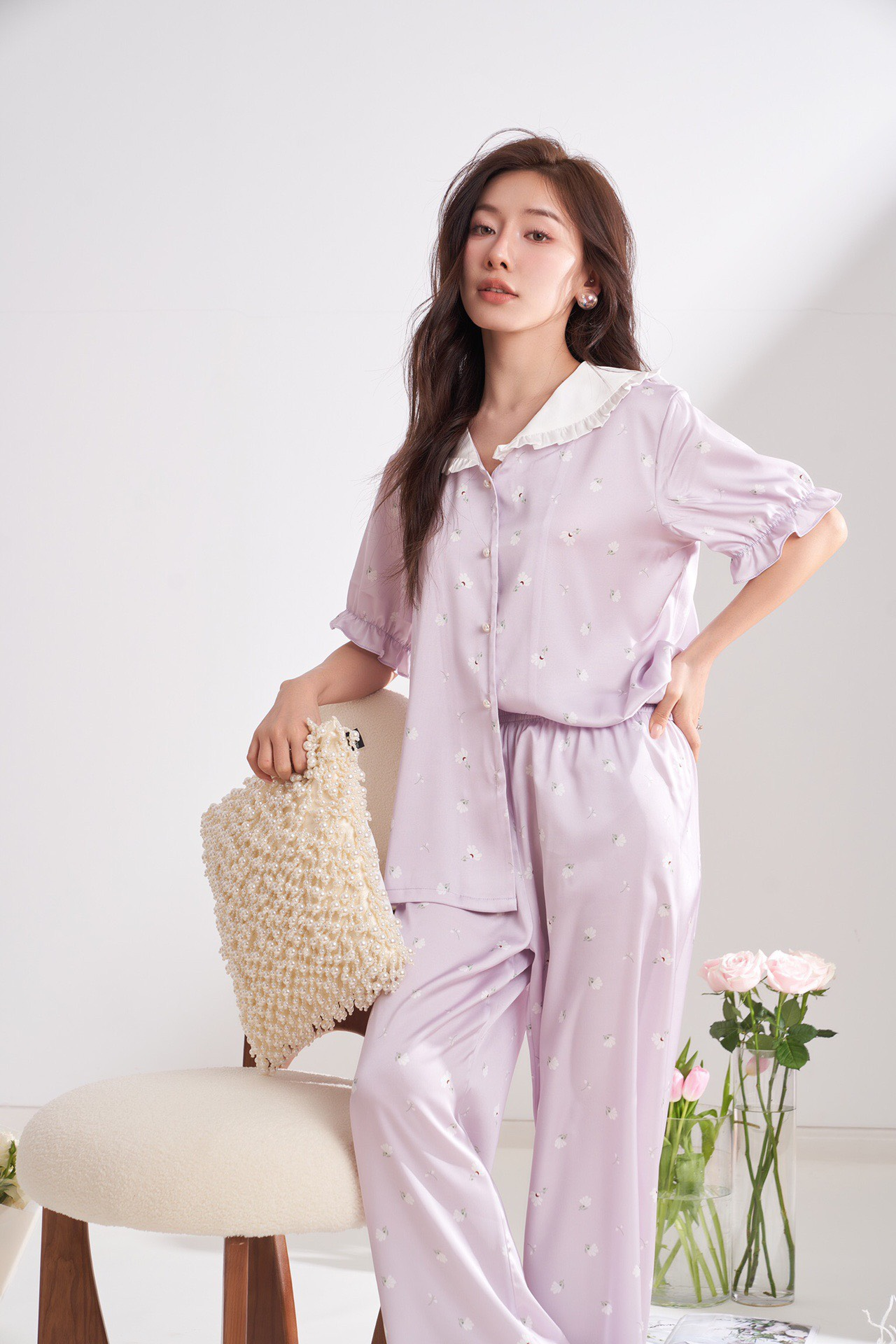 Đồ pijama lụa, đồ mặc nhà đẹp, thoải mái, cao cấp