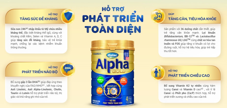 lợi ích của sữa dielac alpha gold cho trẻ 0-6 tháng