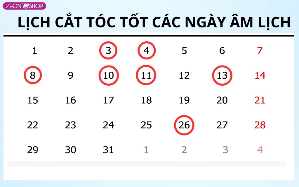 Lịch ngày tốt cắt tóc