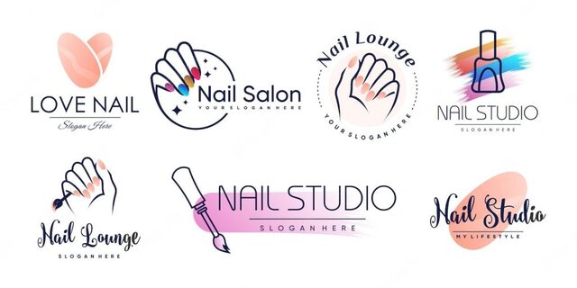 Logo tiệm nail đơn giản với tone hồng nhẹ nhàng, dễ thương 
