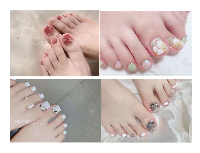 5 mẫu nail chân màu trắng đẹp mê ly dành cho các nàng