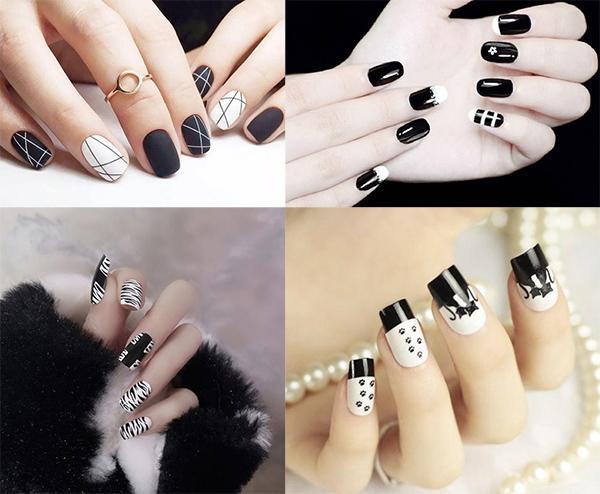 Những kiểu nail trắng đen mà bạn có thể tự làm ở nhà (Nguồn: Internet)
