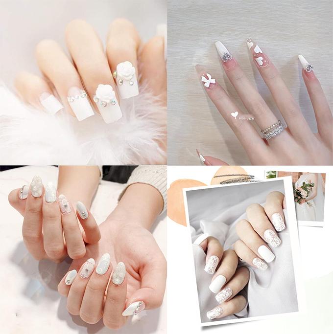 Những mẫu nail màu trắng đơn giản và ấn tượng 