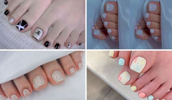 Một kiệu dáng nail móng chân dễ thương theo phong cách Hàn Quốc khác (Nguồn: Internet)
