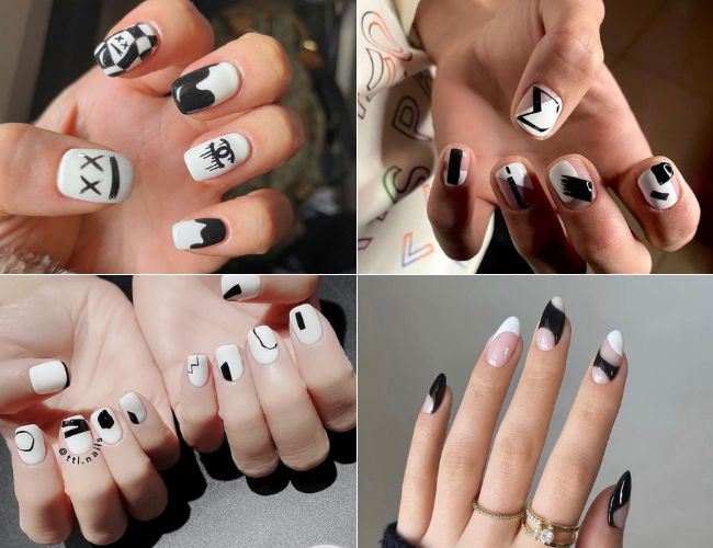 Những mẫu nail đẹp màu đen trắng cá tính (Nguồn: Internet)