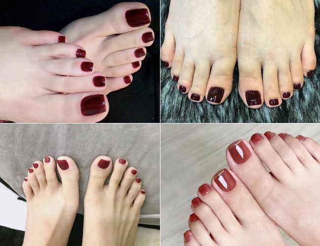 Mẫu sơn móng chân màu đỏ rượu đơn giản (Nguồn: Internet)