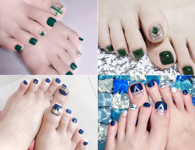 Mẫu nail móng chân đẹp màu xanh cho mùa hè (Nguồn: Internet)