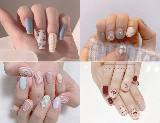Bạn có thể phối hợp nhiều gam màu khác nhau cho mẫu nail dành cho tay thô (Nguồn: Internet)