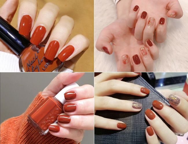 10 mẫu nail móng tay màu cam đất sơn vào mùa đông 2021 cực đẹp chuẩn xu  hướng nail 2021