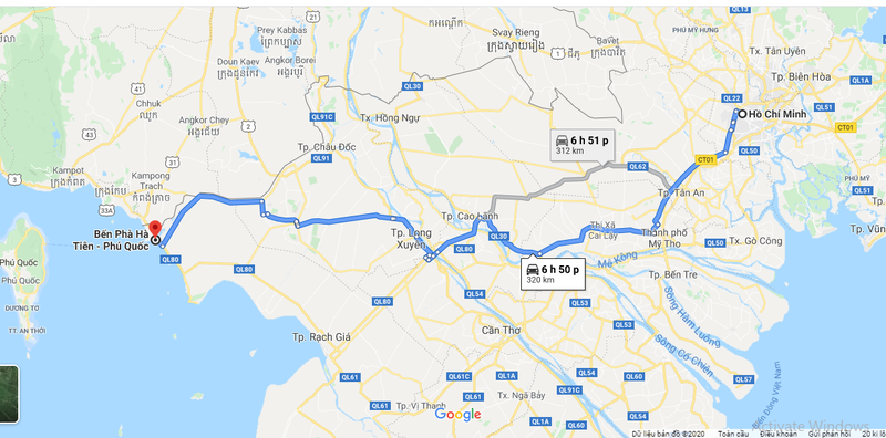 Khoảng cách giữa Sài Gòn và Phú Quốc