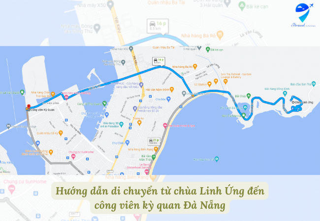 Hướng dẫn di chuyển từ chùa Linh Ứng đến công viên kỳ quan Đà Nẵng