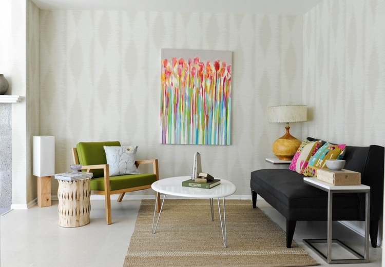 Decor phòng khách theo phong cách Retro đơn giản, màu sắc hài hòa (Nguồn: Internet)