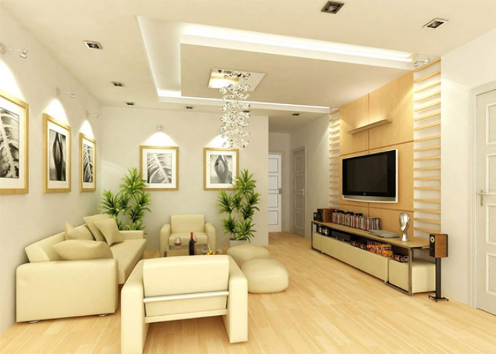 Ý tưởng sử dụng nội thất cùng màu với màu sơn là kiểu trang trí phòng khách được nhiều người áp dụng
