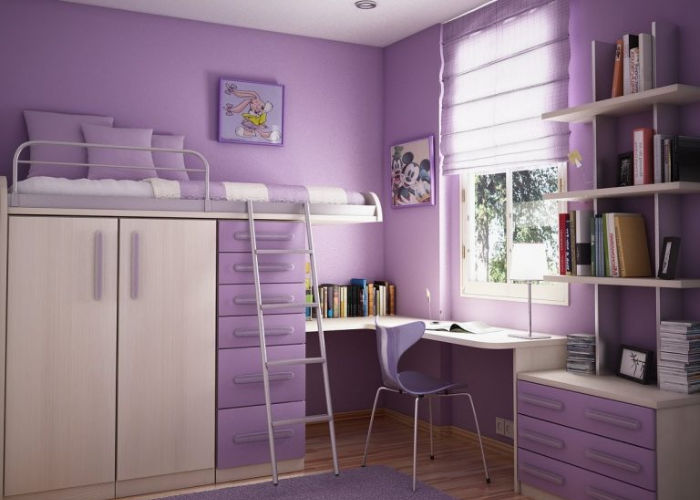 Sơn phòng màu tím pastel là xu hướng thiết kế mới cho không gian phòng ngủ cho bé