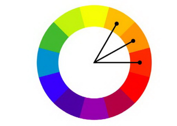 Phối màu liền kề bằng cách kết hợp những gam màu đứng cạnh nhau trong vòng tròn màu sắc