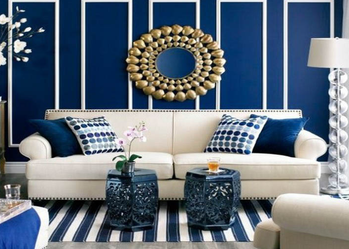 Kết hợp nội thất tone trắng cùng màu chủ đạo xanh lam để tạo hiệu ứng “tương phản” tinh tế và thu hút