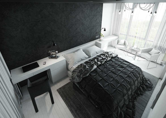 Thiết kế nội thất phòng ngủ màu đen được nhiều người yêu thích