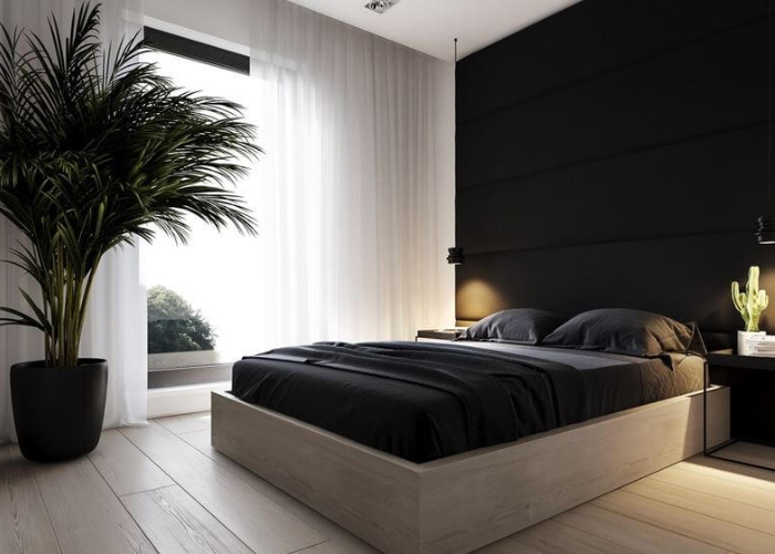 Bạn cũng có thể làm cho khu vực phòng ngủ trở nên bớt sáng hơn bằng cách treo rèm vải 