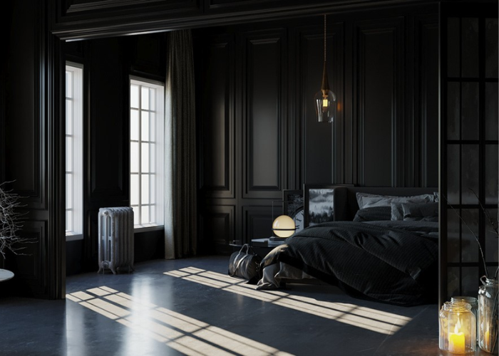 Mẫu phòng ngủ  tân cổ điển màu đen vừa đẹp, vừa thanh lịch bạn có thể tham khảo