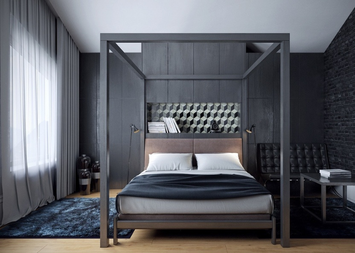 gợi ý mẫu phòng ngủ màu đen kết hợp cùng màu xám tinh tế và hiện đại 