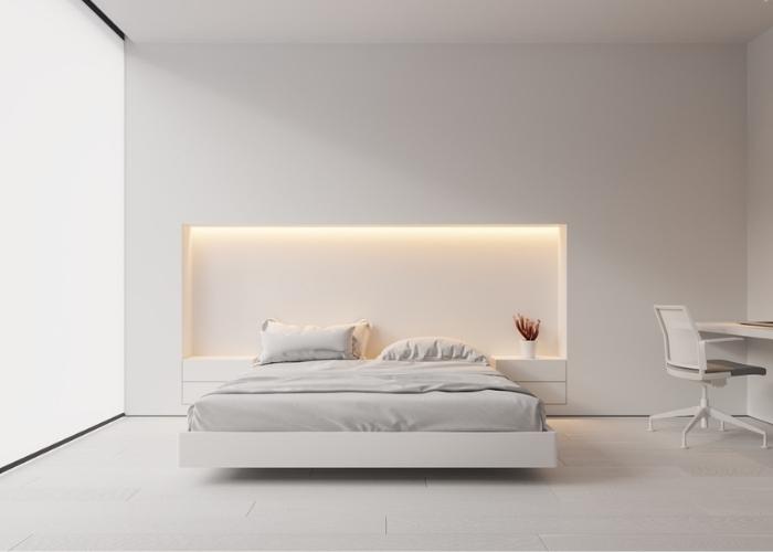 Mẫu phòng ngủ màu trắng đơn giản thanh lịch theo phong cách thanh lịch