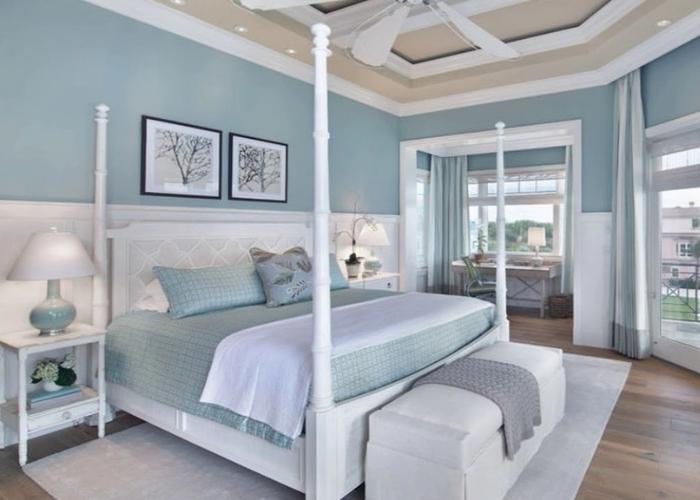 Mẫu phòng ngủ màu xanh mang phong cách cổ điển, thanh lịch và sang trọng
