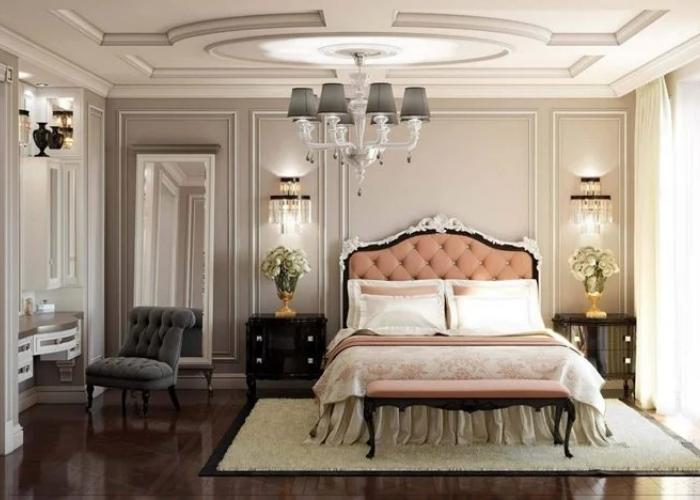 những mẫu phòng ngủ đẹp theo phong cách tân cổ điển lấy cảm hứng từ phong cách trang trí Châu Âu thế kỷ 18 và 19