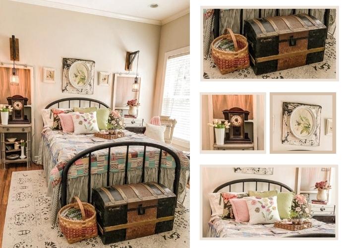 Mẫu phòng ngủ Vintage nhỏ 9m2 theo hướng cổ điển với những nội thật trang trí đều nhuốm màu cũ