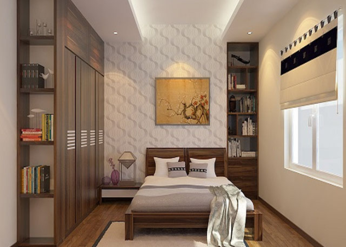 Thiết kế phòng ngủ 15m2 cho nữ thanh lịch với tone màu gỗ