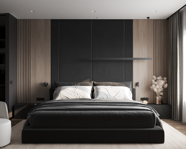 Mẫu phòng ngủ với trần thạch cao thiết kế tối giản phù hợp cho gia chủ mệnh Mộc