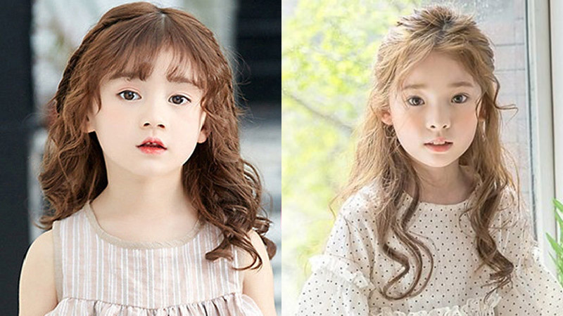 Mẫu tóc xoăn Hàn Quốc cho bé gái dễ thương