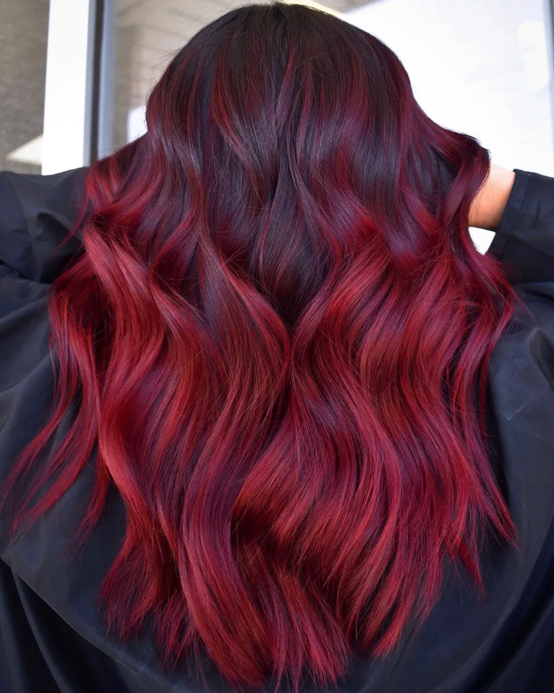 Kiểu tóc nâu đỏ cherry highlight