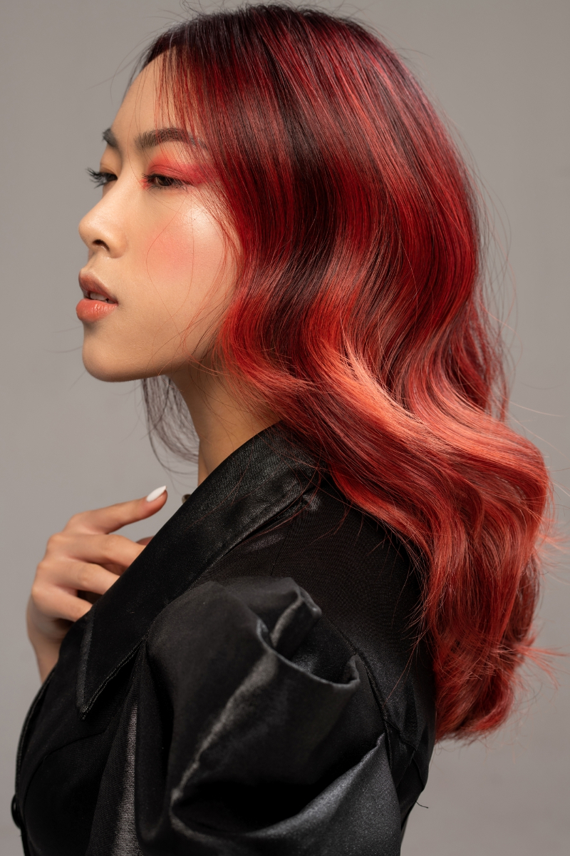 Kiểu tóc nâu đỏ cherry highlight