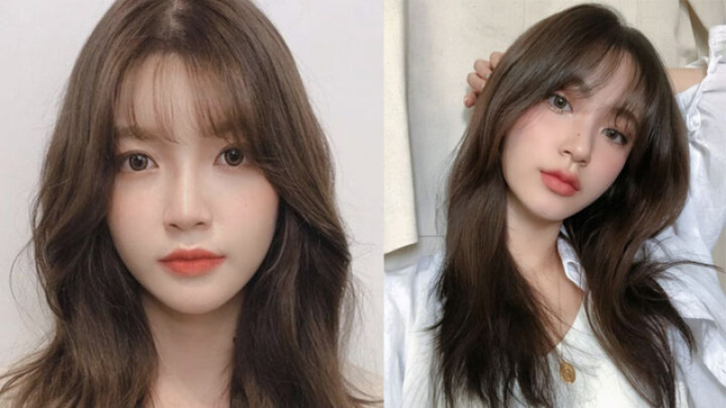 Kiểu tóc layer nữ mặt dài mái bay Hàn Quốc